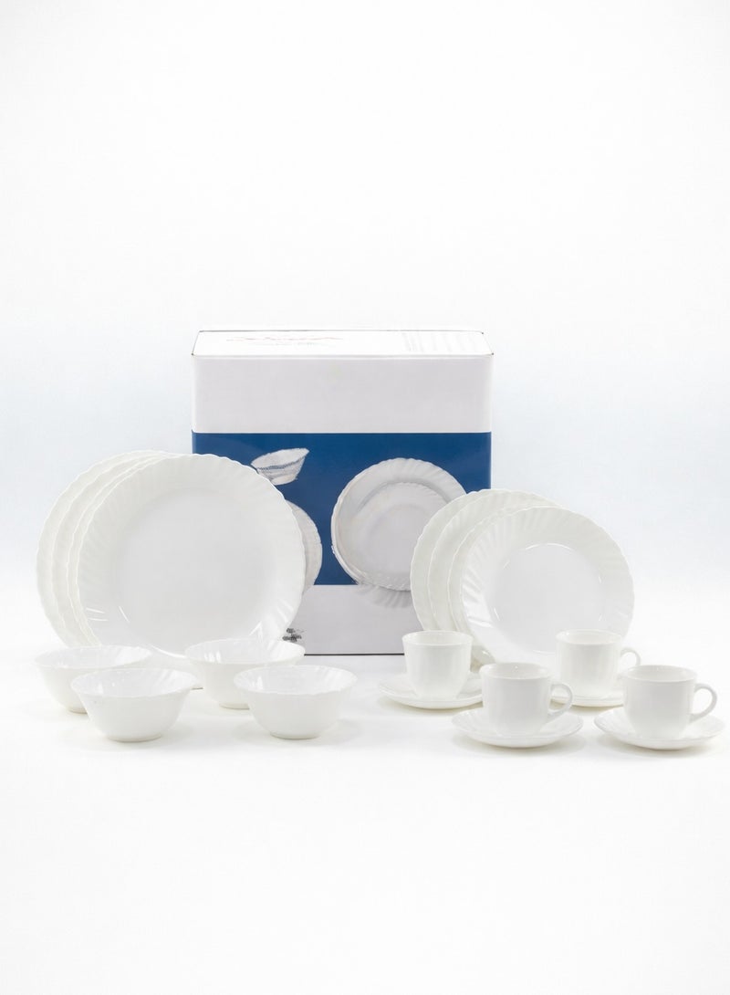 La Opala 20 PCS Dinner Set | Premium Opal Glass Dinnerware Set | White Elegant Plates & Bowls Set | Microwave & Dishwasher Safe | Dinner Set for Home & Gifting - Image 1
